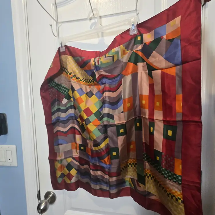 LIBERTY OF LONDON Made in England 100% Silk Scarf 27" x 27" geometric