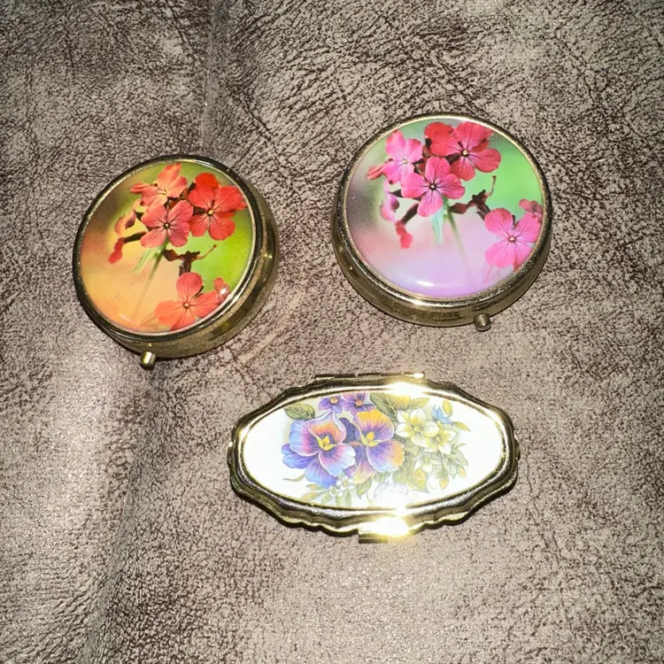 Set of 3 Vintage Floral Pill Boxes