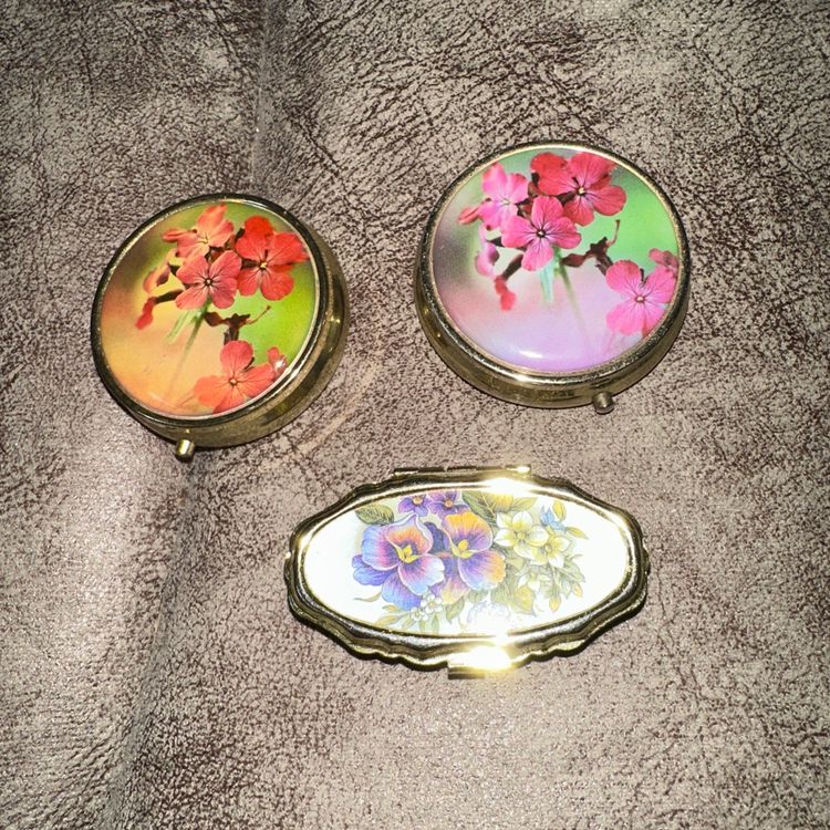 Set of 3 Vintage Floral Pill Boxes