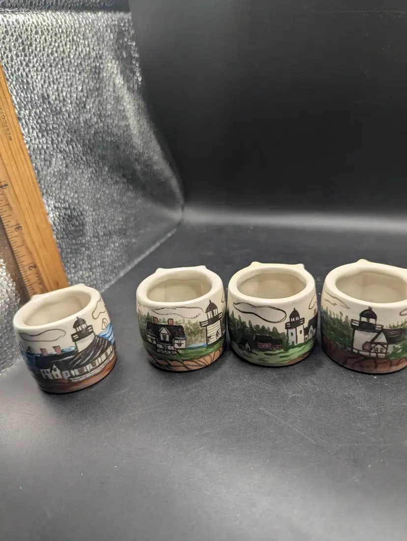 Set Of 4 Maine Ware Hand Crafted Napkin Rings By P Ferguson