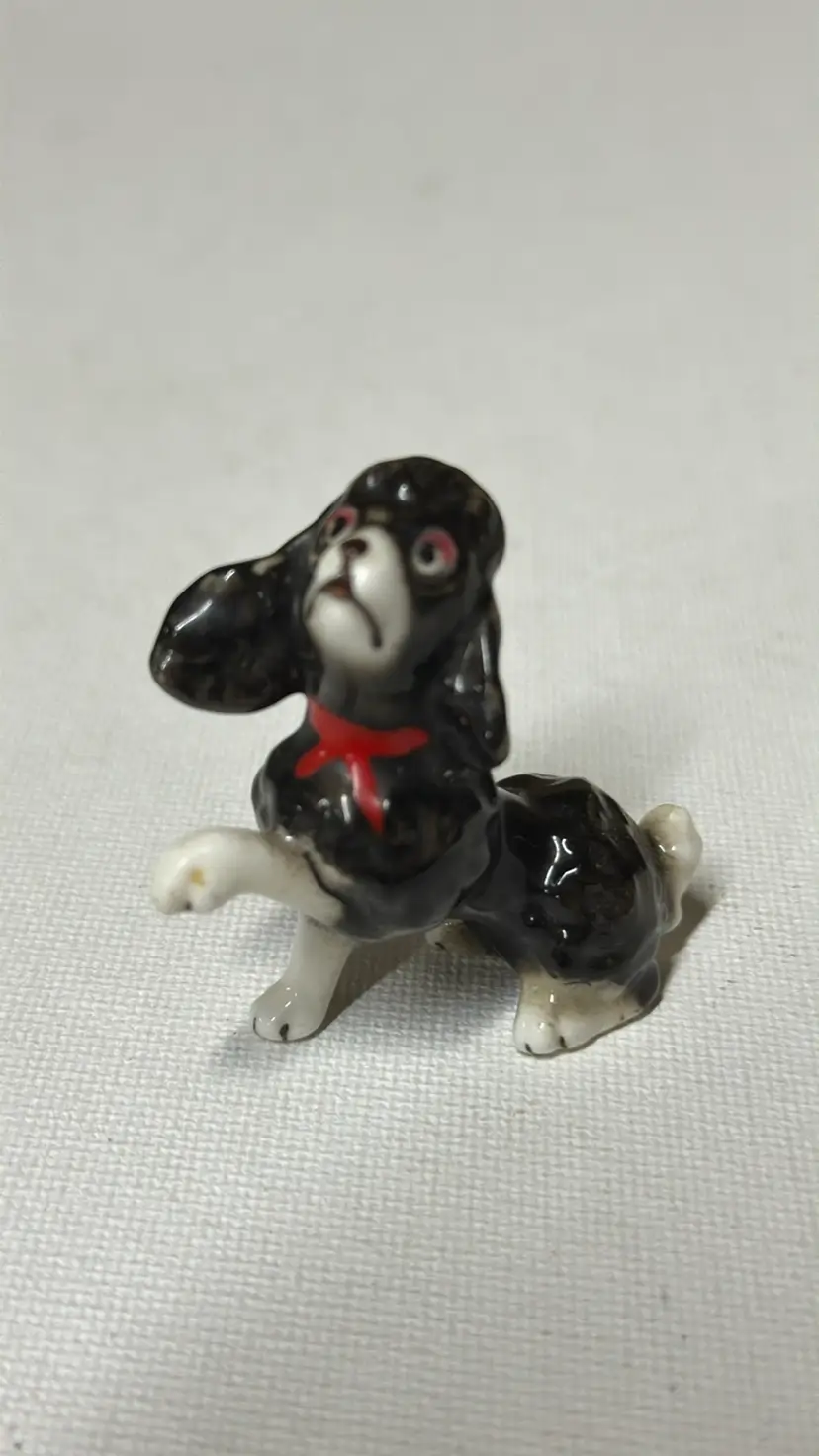 Shiken Black Poodle Porcelain Miniature 1.75” tall