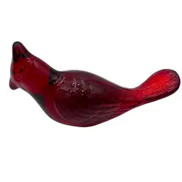 Vintage ('60s) MCM Westmoreland Glass Ruby Red Cardinal Figurine, with Sticker