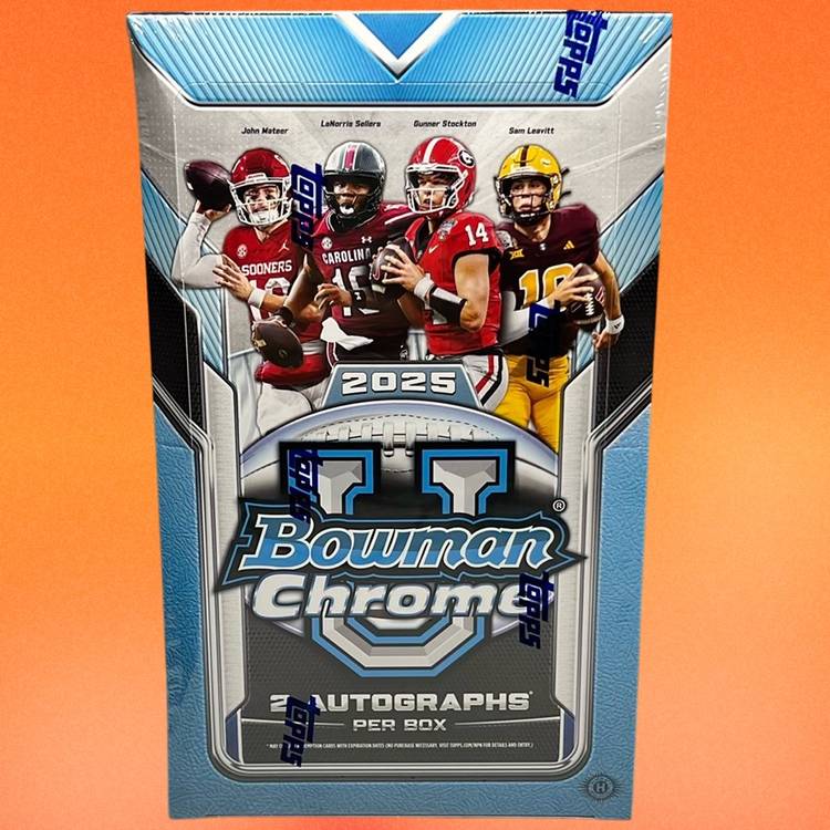 2025 Bowman Chrome University Football 12 Hobby Box (case) PYT Live Rip #1 MBB1657