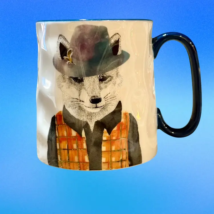 Signature Housewares Hipster Fox Fedora Hat Ceramic 14oz Coffee Mug