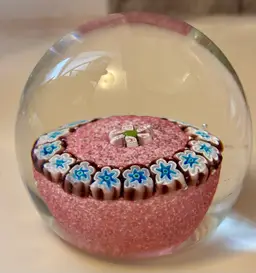 Vintage Murano Millefiori Glass Paperweight 2.75” X 2.75”