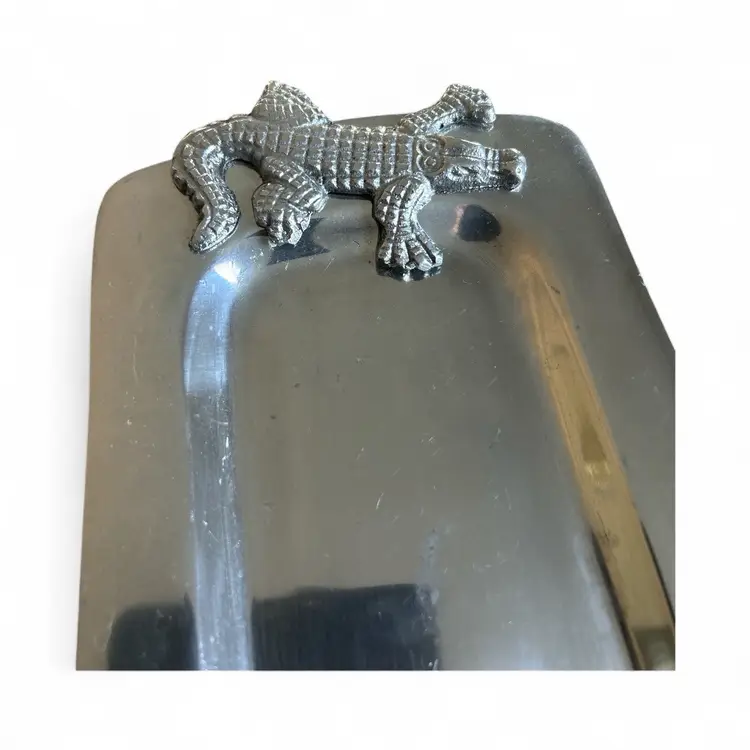 Metal Silver Alligator Serving Tray Plate