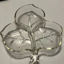 Indiana Glass Clear 3-Part Leaf Candy Dish