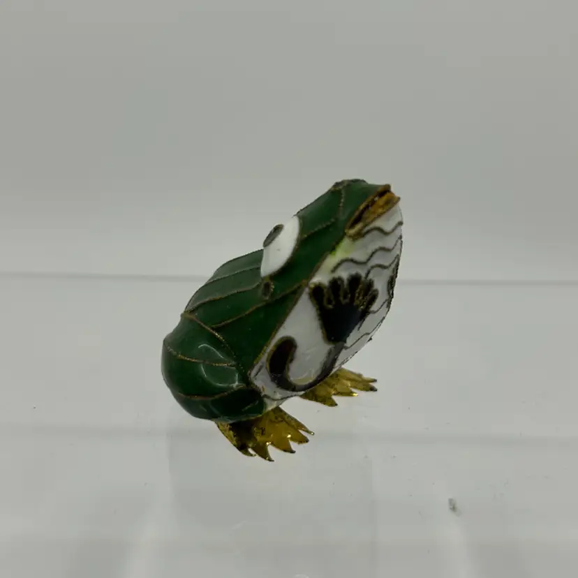 Miniature Metal/Brass Cloisonne Enameled FROG Figurine