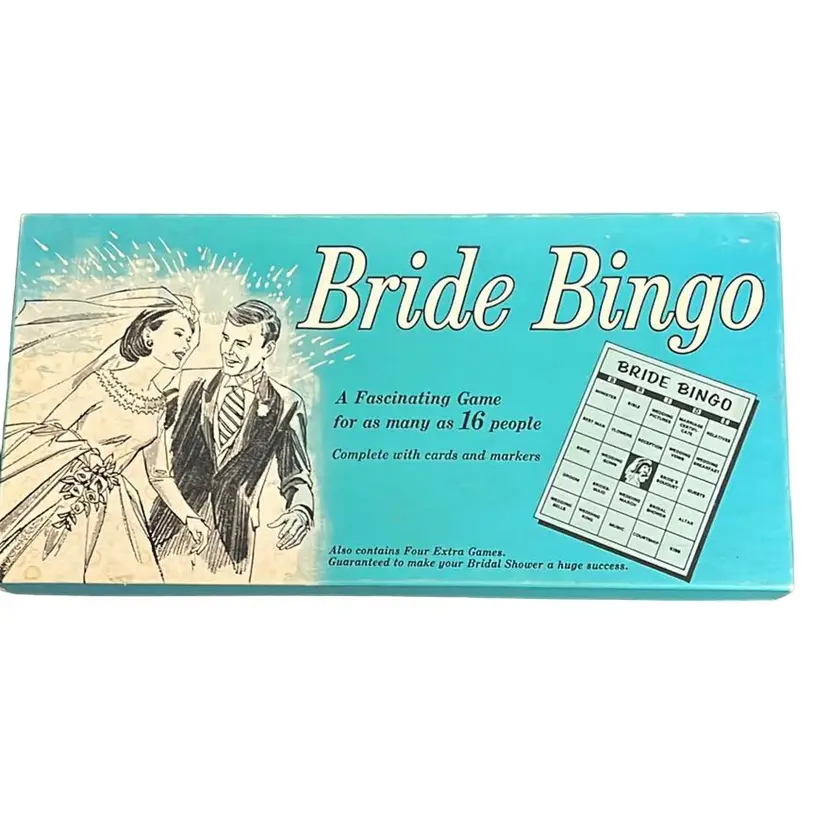 BRIDE BINGO Wedding Bridal Shower Game Vintage 50's Theme Decor 1957 Retro
