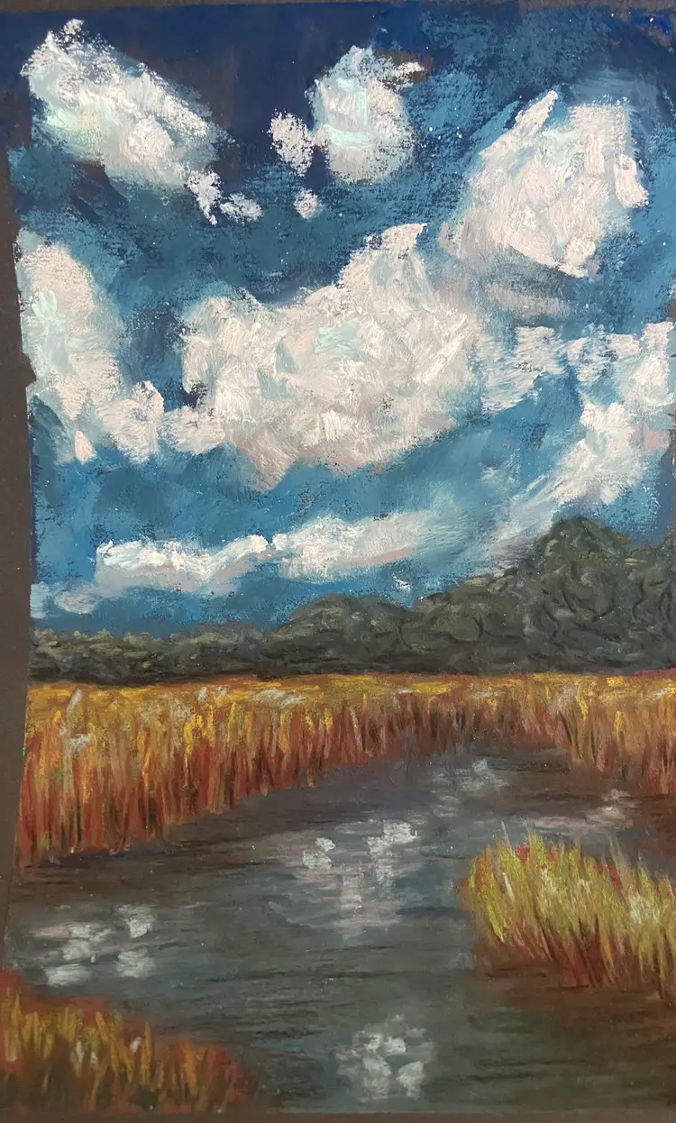 "Night Sky"	6.25 x 9	 /. 5.25 x 8	Medium: Pastel,  Original Art Signed by Letitia Collins