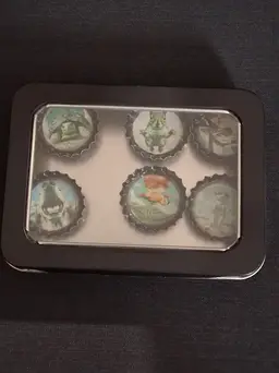 Unique Animal Art Bottle Cap Magnets in Tin