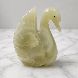 Vintage Carved Alabaster Swan Candle Holder