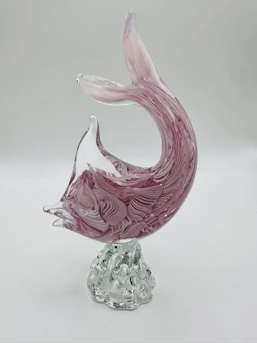 Vintage Murano Glass Fish On Pedestal