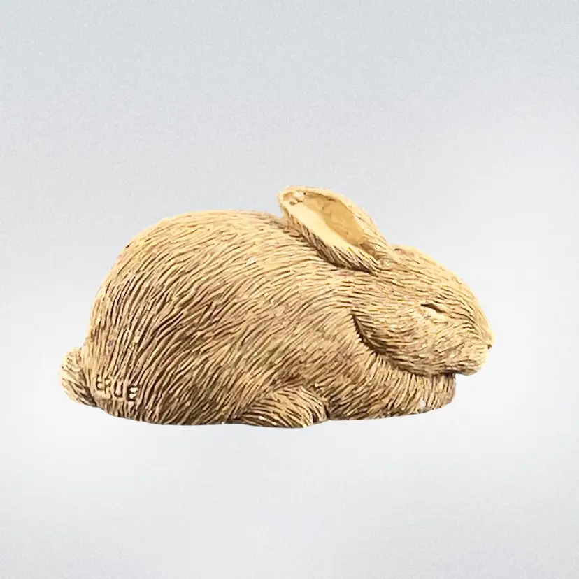 Vintage Bunny Figurine Sleeping Miniature Rabbit by Sandra Brue Sandicast 1986