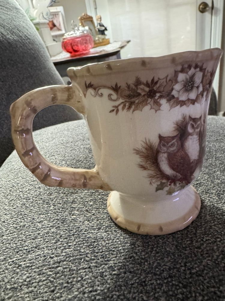 Vintage Cracker Barrel Owl “Woodlands” Pedestal Mug