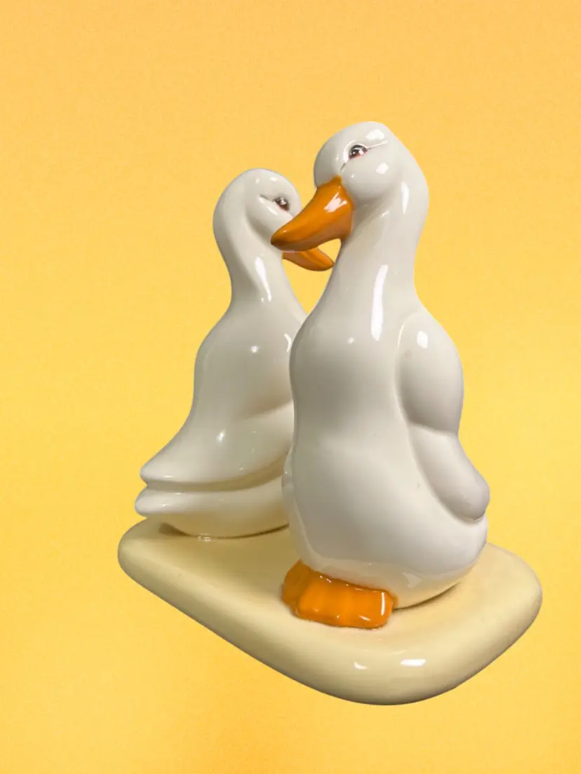 1980s-1987 Ceramic Pair of Ducks-Use for a Napkin Holder or to Hold Children's Books-Lot 56