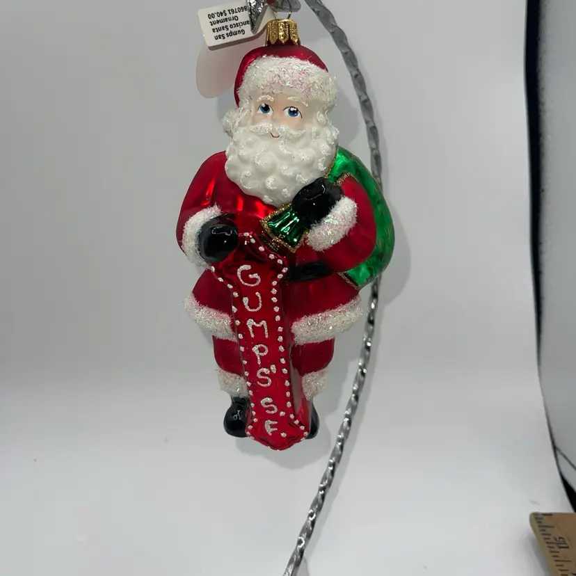 San Francisco Gumps Santa Handmade Hanging Blown Glass 5.5”