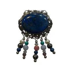 Carolyn Pollack Relios Sterling Silver And Blue Lapis Gemstone Brooch 925 Signed