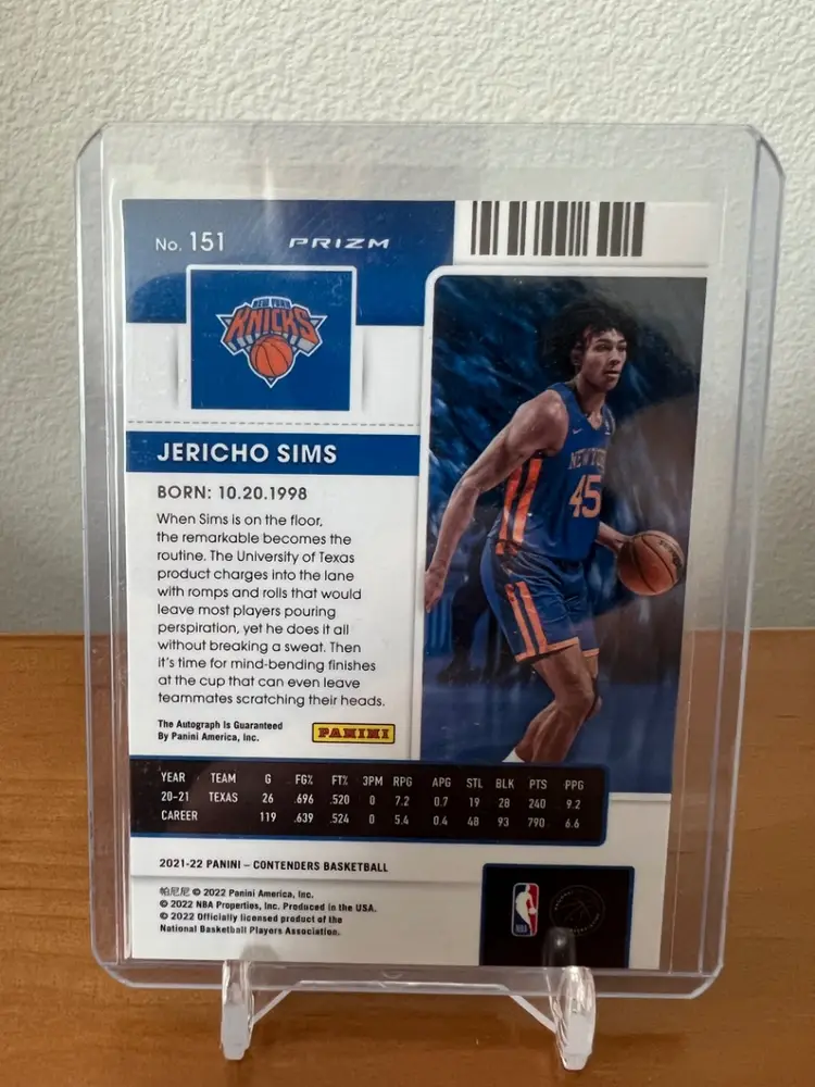 2021-22 Contenders - Jericho Sims Rookie Ticket Prizm Auto New York Knicks