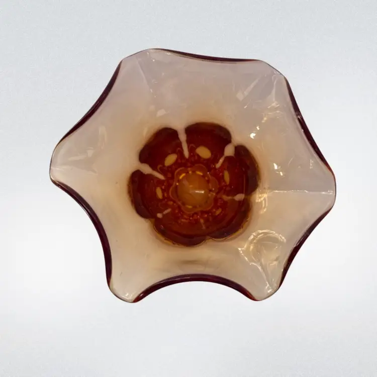 Tiffin Glassware Amber Ruffle 5” Vase