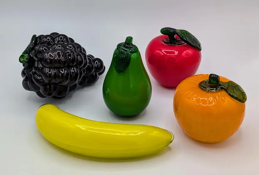 Handmade Large Realistic Art Glass Fruit Murano Style Summer Decor x 5pc