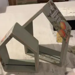 Upcycled During Live 2 Green Painted House Shelves Oranges