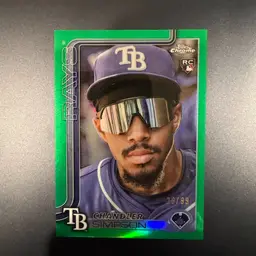 2025 Topps Chrome Update Chandler Simpson RC Image Variation /99 Green Refractor Tampa Bay Rays
