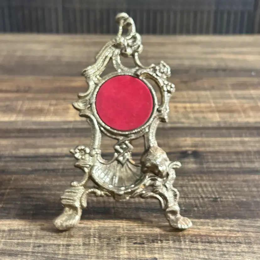 Brass Victorian Art Nouveau Angel Cherub Pocket Watch Holder Stand