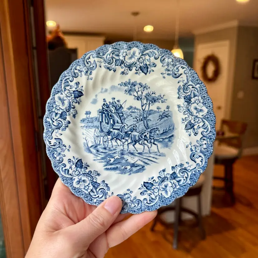 6.25” Blue & White Johnson Bros Ironstone Plate