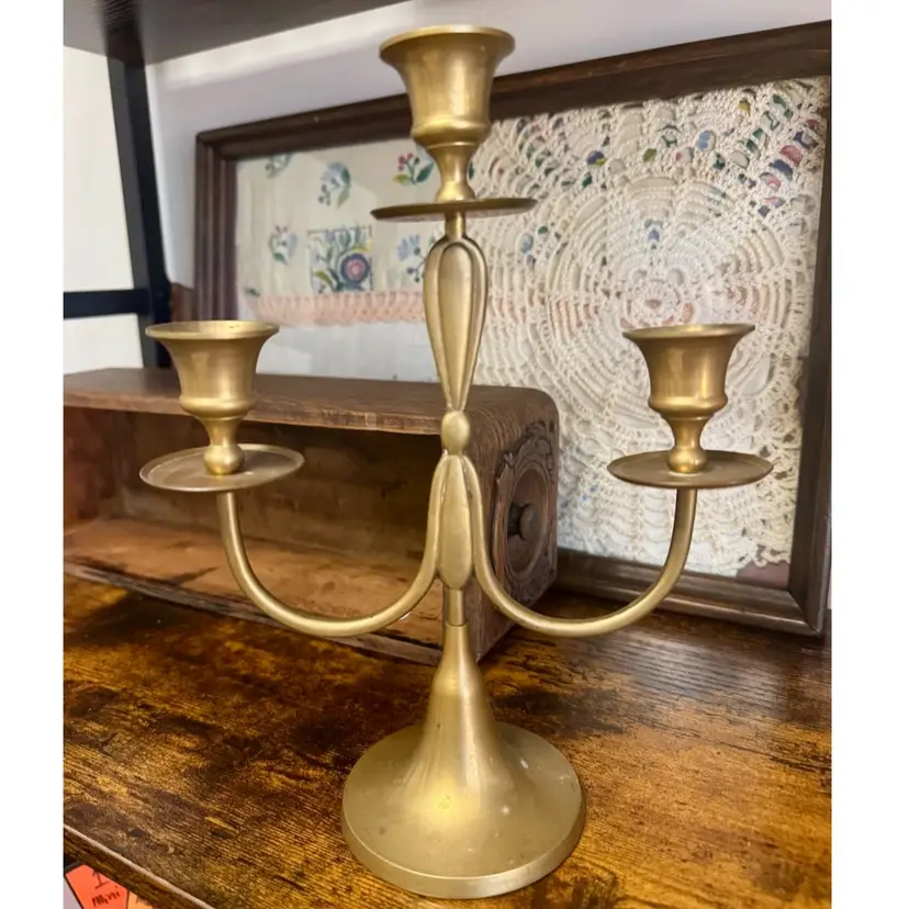 11” vintage brass candelabra