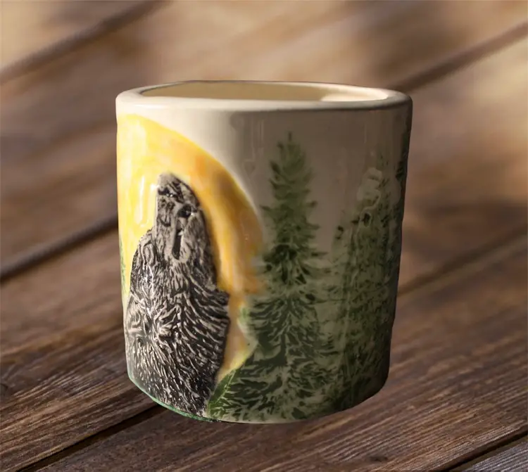 ‘Wolf Series 1’ Ceramic Pen/Pencil Holder