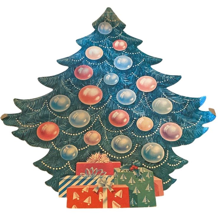 Vintage Cardboard Christmas Tree Hanging Decoration