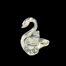 Clear Glass Swan Controlled Bubbles In Body 4” Glows