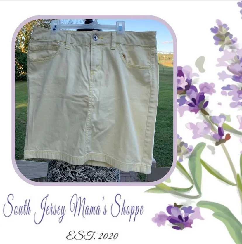 Vintage 1990s Size 29 Esprit Pale Yellow Denim Mini Skirt