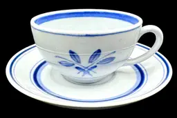 Vintage Arabia Finland Small Demitasse Coffee Tea Cup and Saucer Set Blue Stripe