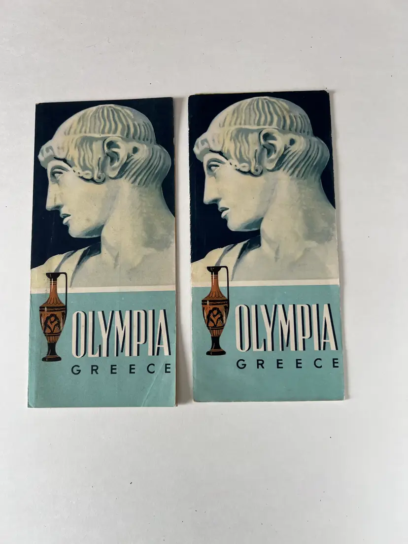 Vintage 1950s Greece Travel Brochures. Retro Cover Art. Olympia Vacation Souvenir