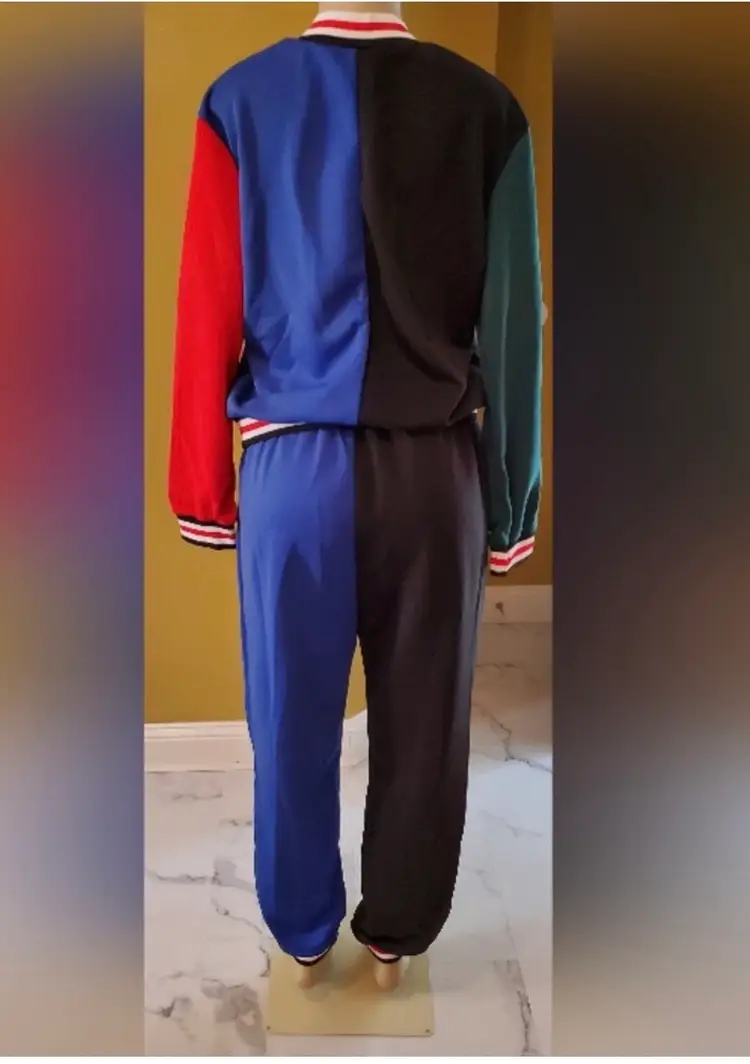 Vibrant Color Block Two-Piece Tracksuit