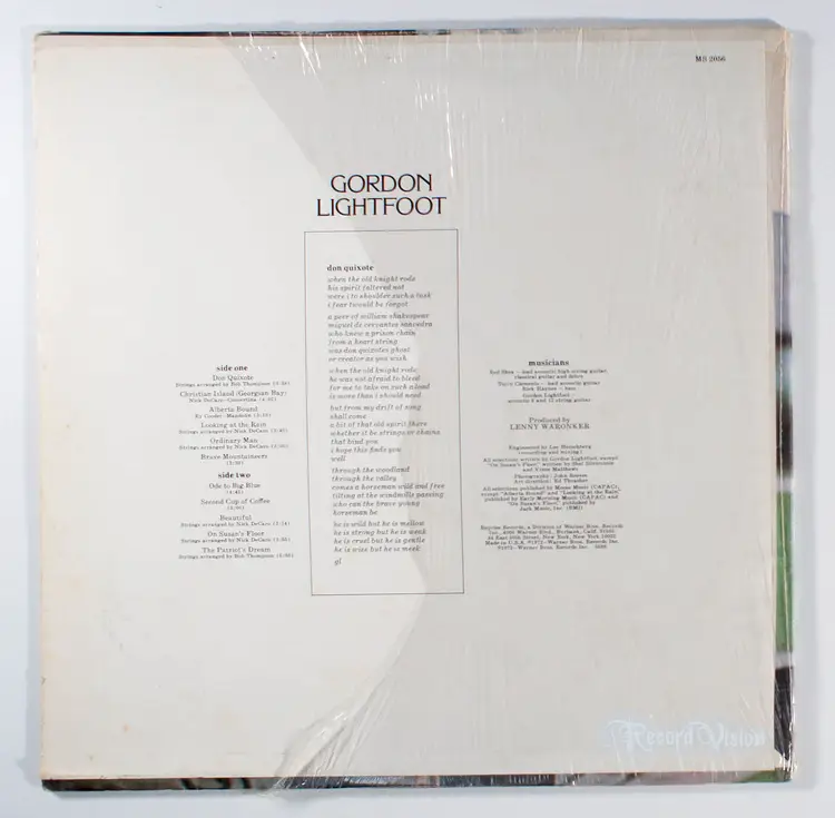 Gordon Lightfoot - Don Quixote (1972) Vinyl LP •PLAY-GRADED• Beautiful