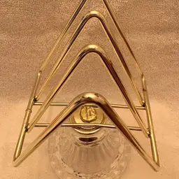 Vintage Caddie Creation Gold Wire & Glass Letter/Napkin Holder