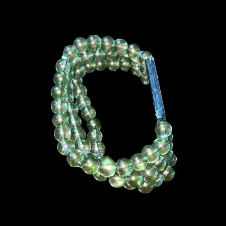 Abalone and Green Beads Stretchy Bracelet