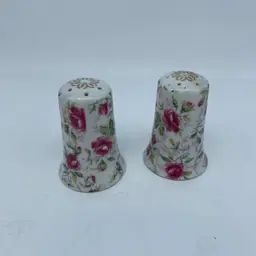 #2104 Vintage Lefton Porcelain 1949-1955 Hand-painted Rose Chintz Salt Pepper Shaker