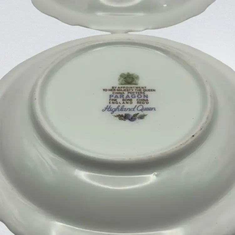 Set Of 2 Vintage Paragon Bone China Highland Queen Trinket Dishes, 4-5/8” Diameter