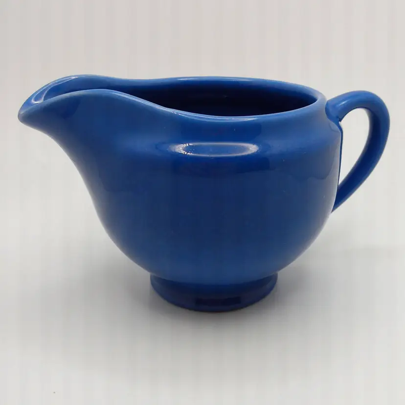 POW4 VTG Pottery Creamer Pitcher Blue 3" Signed