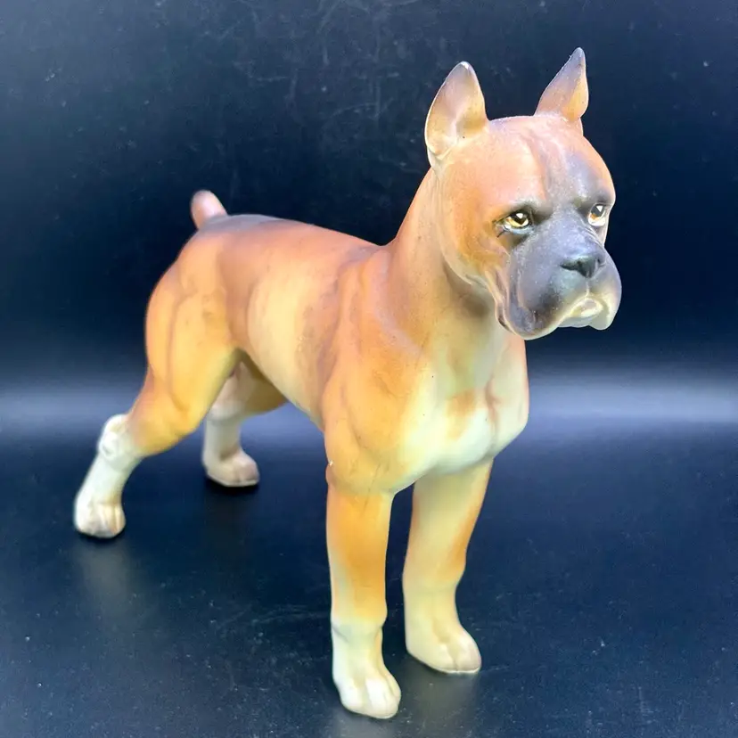 Vintage Japan Brown Porcelain Ceramic Boxer 6.5”x8”
