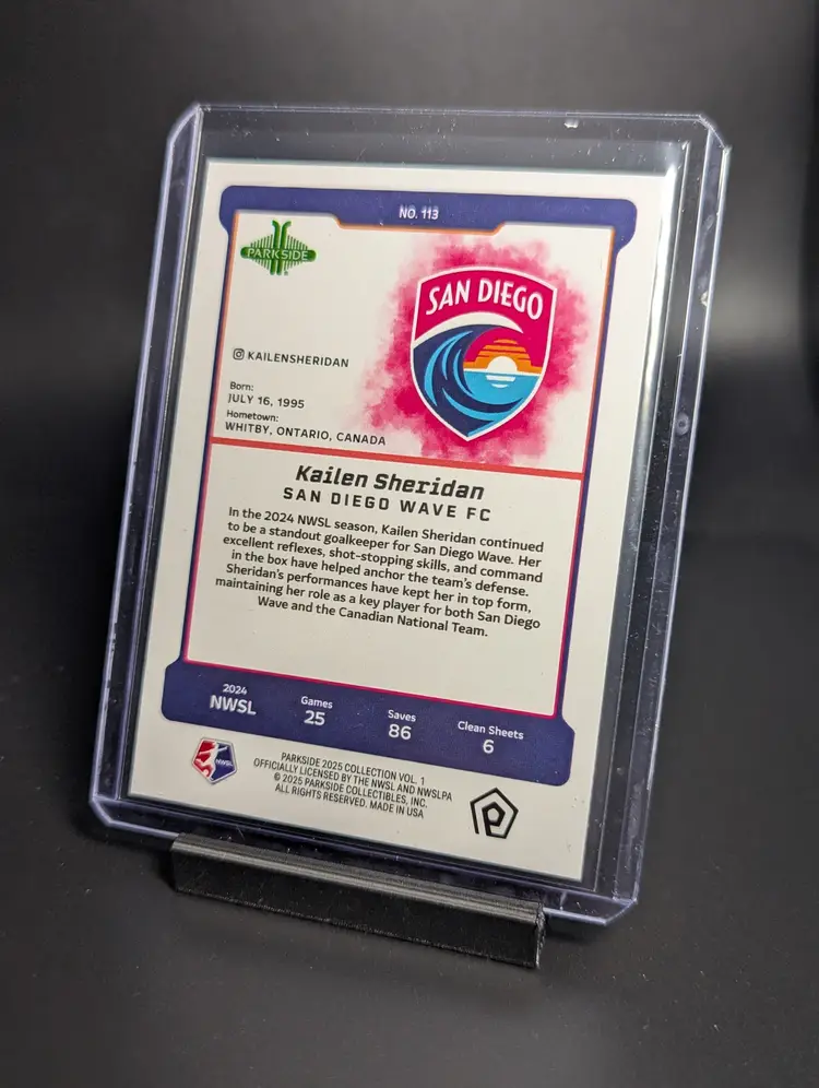2025 Parkside NWSL Vol 1 Shimmer /100 Kailen Sheridan San Diego Wave