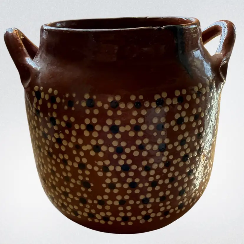 Mexican olla de barro red clay bean pot