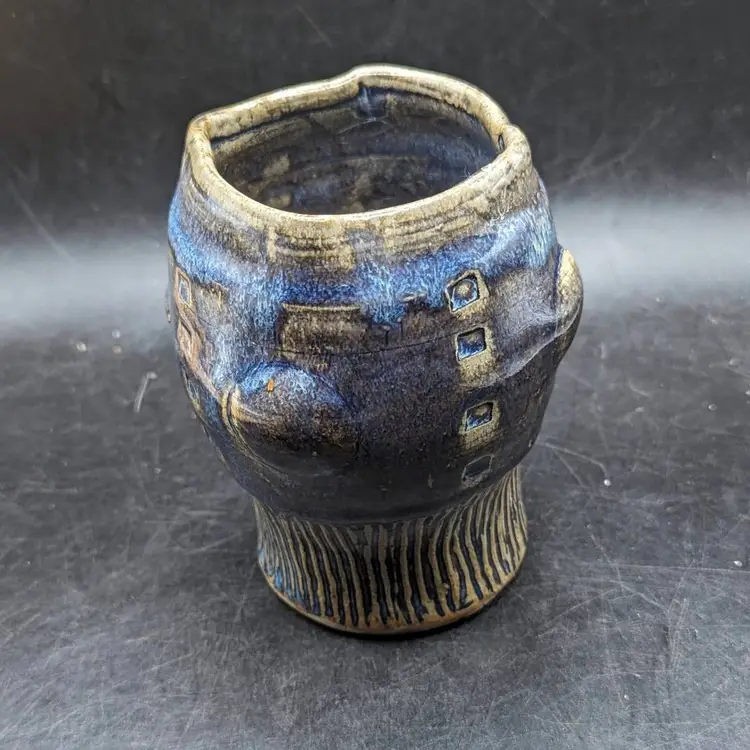 Studio Art Pottery Brutalist Small Pot Vase Unidentified Mark.