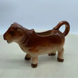 #1048 Vintage Brown Jersey Cow Creamer Ceramic Japan