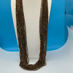 Stunning Bronze Bead Necklace 30 Strand 36” Long