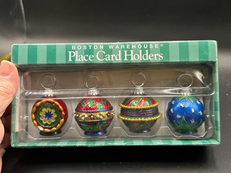 Boston Warehouse Christmas Luster Ornaments Place Card Holders